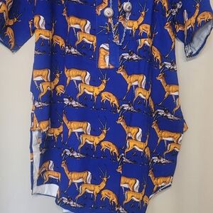 African Antelope Blue Animal Print Shirt